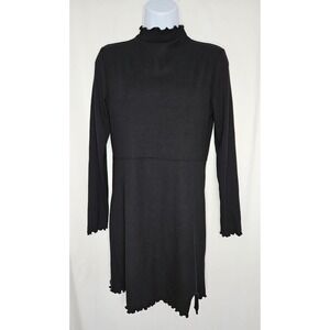 Antistar Women's Simple Black Long Sleeve Pullover Knit Mini Dress Size Large